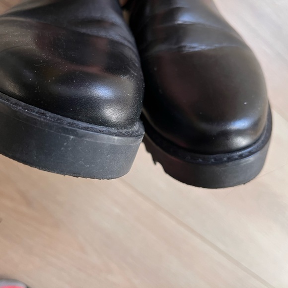 Franco Sarto Carian Black Leather Chelsea Ankle Boots lug sole booties - Picture 8 of 13